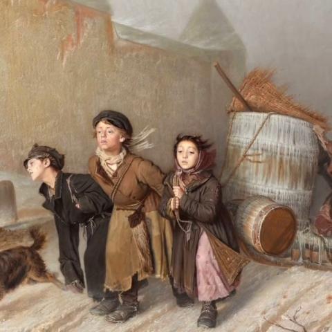 Перов Василий Григорьевич «Тройка. Ученики мастеровые везут воду»