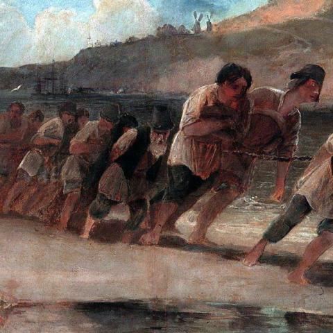 Саврасов Алексей Кондратьевич «Бурлаки на Волге» (1871 г.)