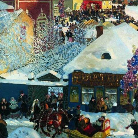Борис Михайлович Кустодиев. «Зима. Масленичное гулянье», 1919.