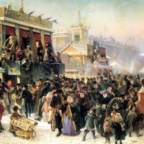 Константин Егорович Маковский. «Народное гулянье во время масленицы на Адмиралтейской площади в Петербурге», 1869 г.