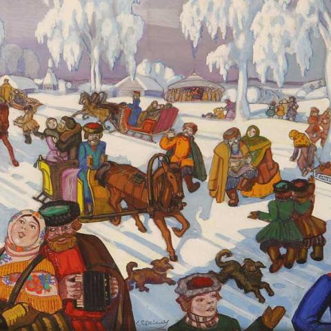 Сергей Юрьевич Судейкин. «Катание на Масленице», 1921 г.
