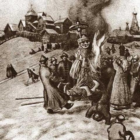 Аполлинарий Михайлович Васнецов. «Сжигание чучела Масленицы», 1920 г.
